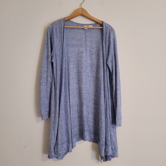 Artisan Ny Sweaters - Artisan NY 100% Linen Open Front Lightweight Cardigan Blue